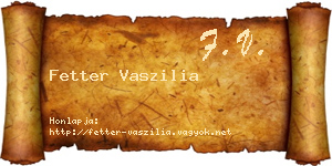 Fetter Vaszilia névjegykártya